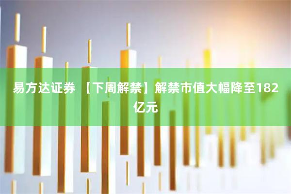 易方达证券 【下周解禁】解禁市值大幅降至182亿元